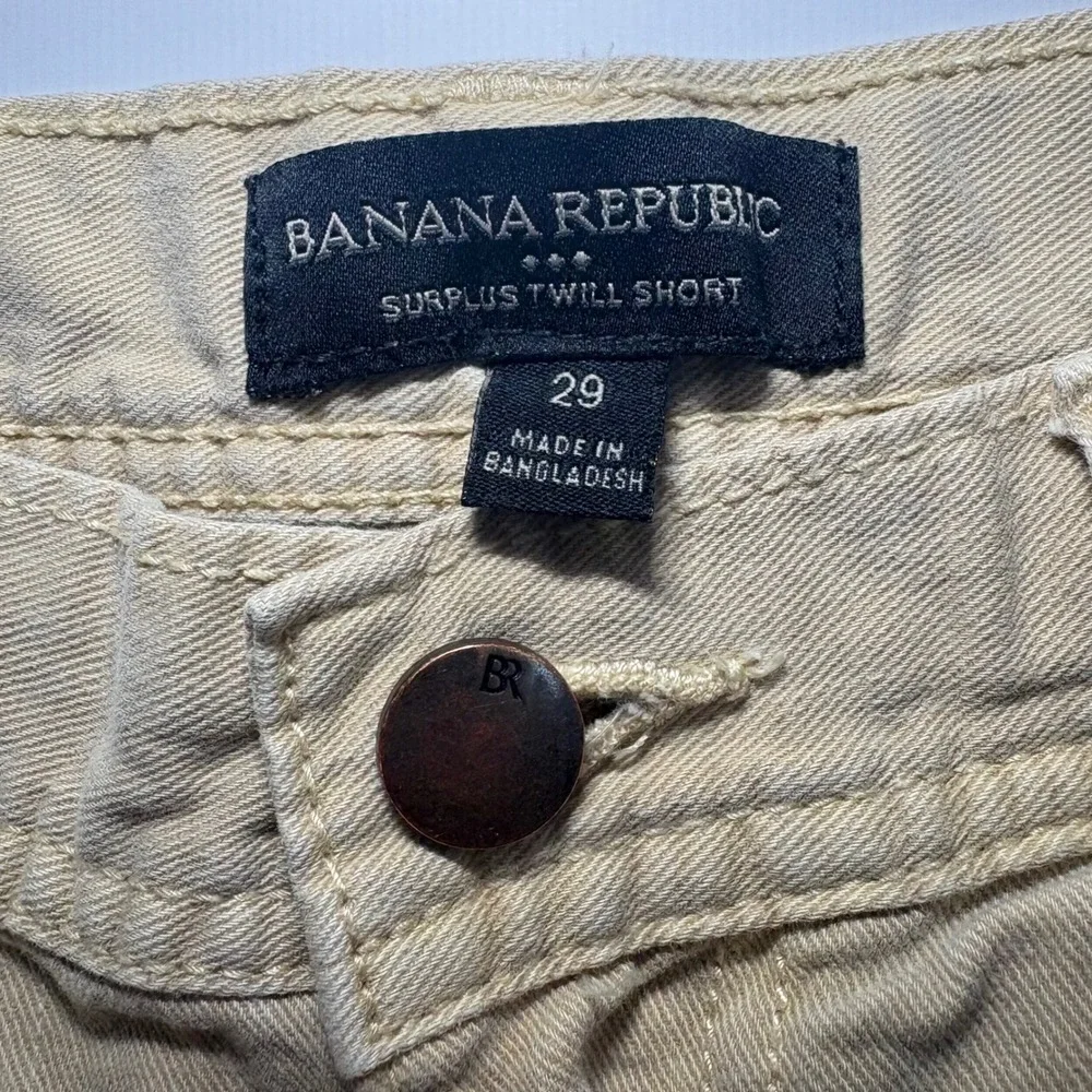 Banana Republic‎ Surplus Twill Shorts Mens 29 Khaki Tan Cotton 7.5 Inseam Casual